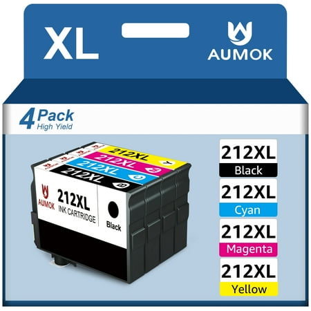 212XL Ink Cartridges for Epson 212 Ink Compatible for Epson Workforce WF-2850 WF-2830 Epson Expression Home XP-4100 XP-4105 Printer ( Black Cyan Magenta Yellow, 4-Pack)