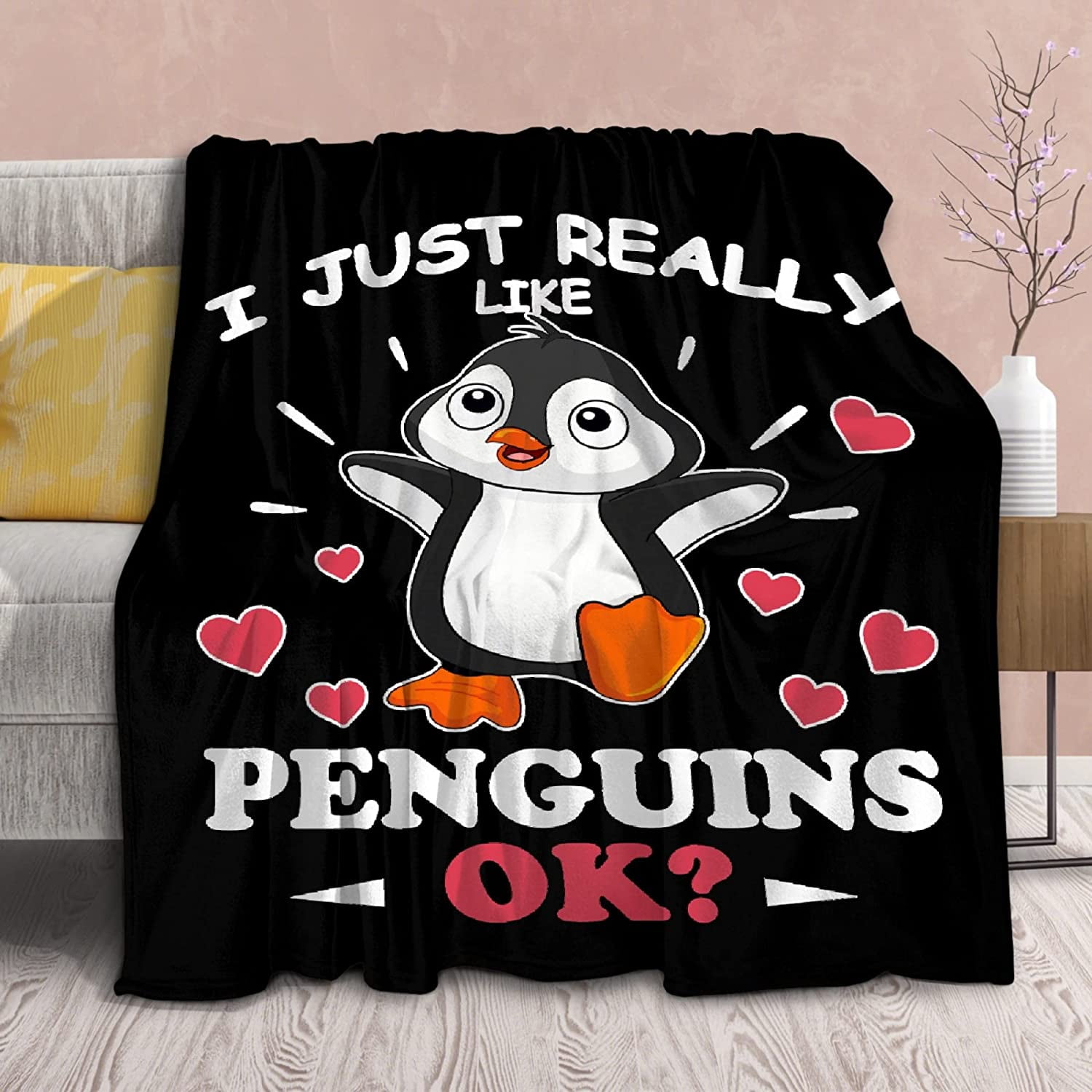 Penguin Blanket,Fleece Lightweight Throws with Cute Penguins Animals