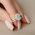 thumbnail image 2 of Silvago Jewel White Gold Plated 14K Diamond Rings - 1.4 Ct Oval Excellent Cut Diamond Rings - Engagement Hidden Halo Rings for Women's - Ever & Ever Halo-Style Bridal Set Rings for Women's, 2 of 8