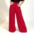thumbnail image 2 of XuJwPNcy Women Palazzo Pants Wide Leg Baggy Flowy Pants Comfort Soft Pleated Front Vacation Trousers(Red,Small), 2 of 5
