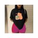 thumbnail image 1 of Playera Blusa Divertida De Capybara Tomando Jugo Ropa De Mujer Capibara Color Negro Talla Grande Marca Emil SaEs, 1 of 4