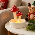 thumbnail image 2 of hulanddfd Christmas Mushrooms Candle Holders, 3.27"x3.31" Cute Mushrooms Shaped Ceramic Candlestick Mantel Table Centerpiece Decor Christmas Holiday Display Gift for Family, 2 of 6