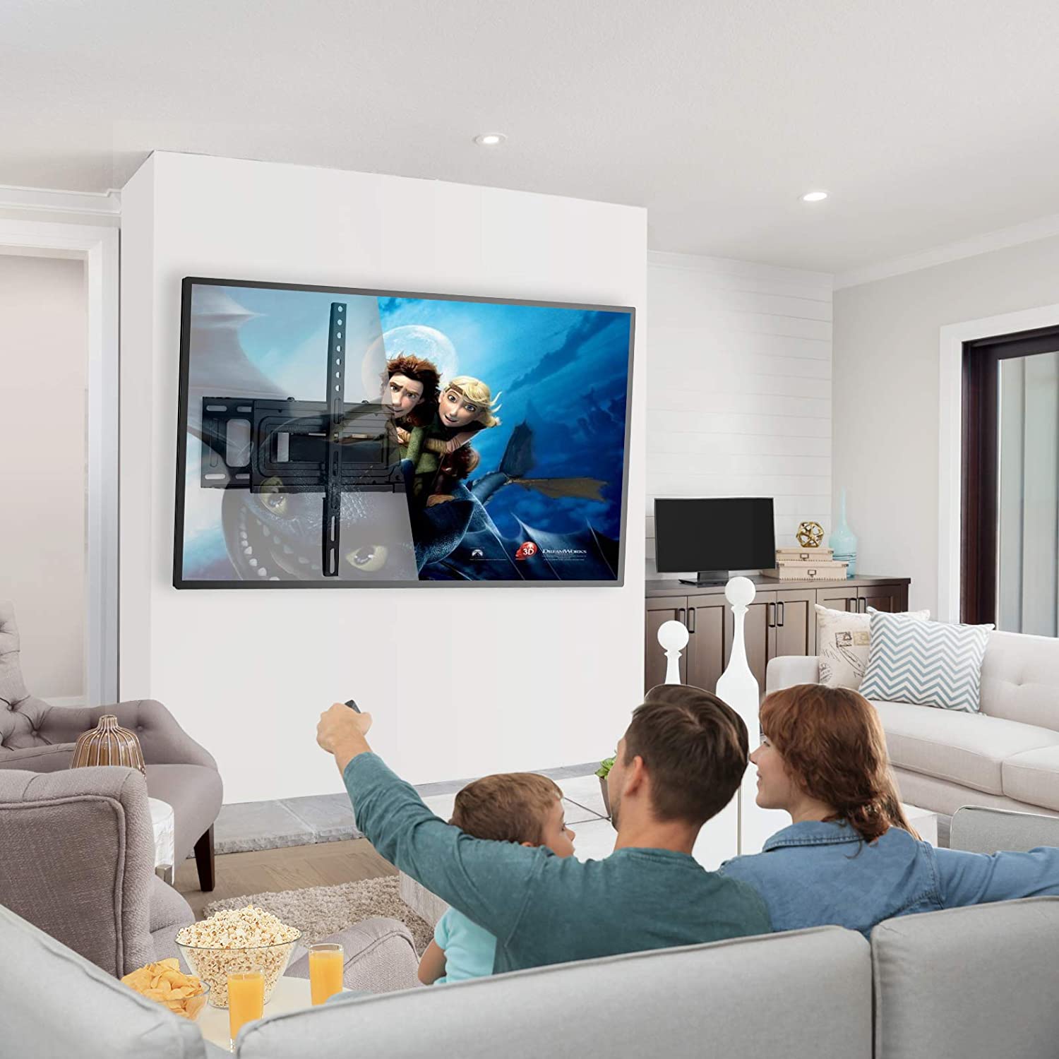 MountFTV Full Motion TV Wall Mount Bracket for 37-85 inch Flat Curved TVs, Max 600x400mm, Holds up to 110 lbs