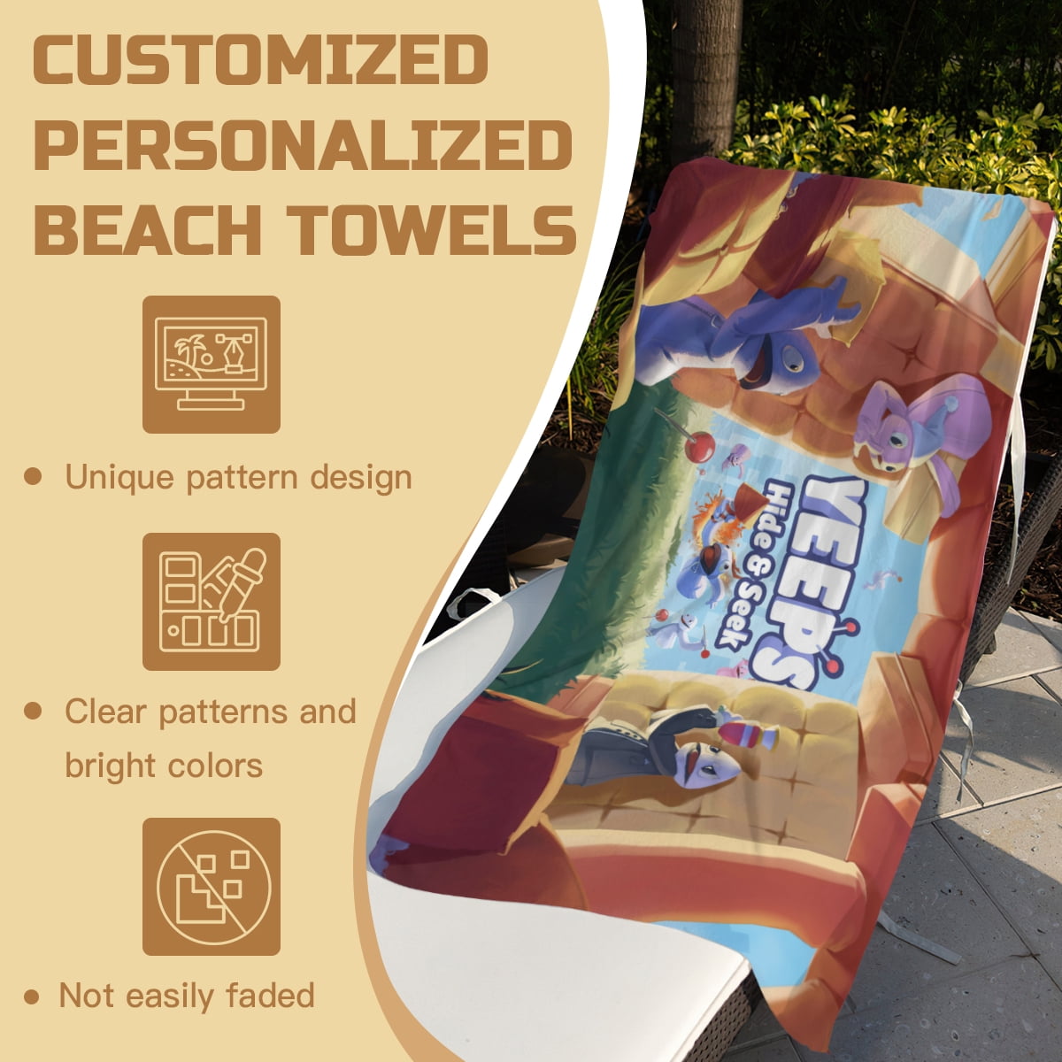 Yeeps Beach Towel 30"x60"for Women Girls Boys Teenager Men Quick Drying Microfiber Birthday Gift