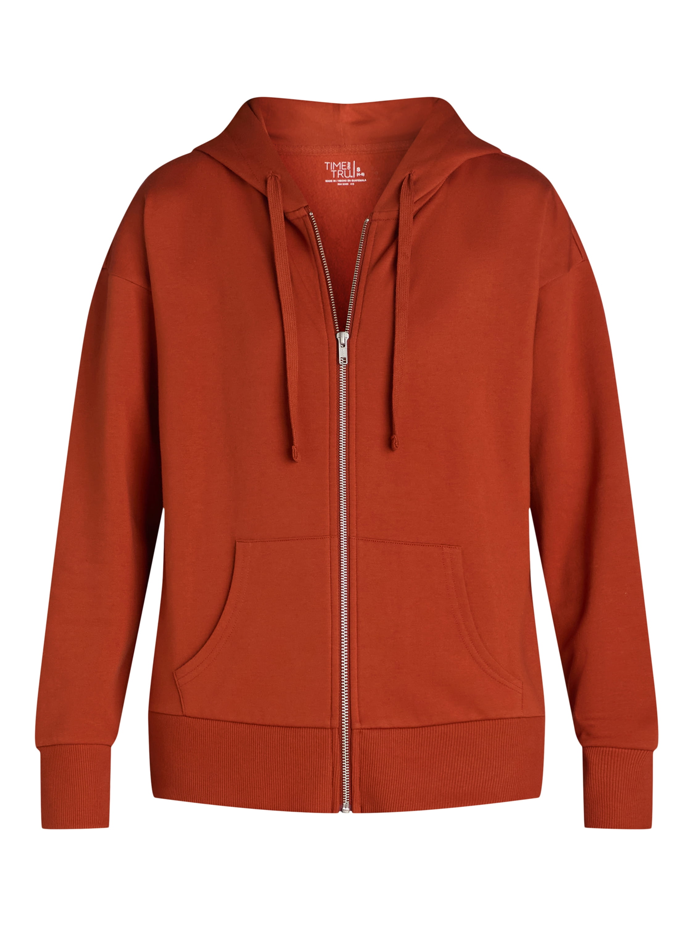 Time and Tru Women's and Women's Plus Zip Up Fleece Jacket with Hood, Sizes XS-4X