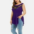 thumbnail image 2 of JINMGG Tank Tops for Women under $5,Plus Size Women Solid Floral Lace O-Neck Asymmetric Sleeveless Tops Blouse Purple XXL, 2 of 6