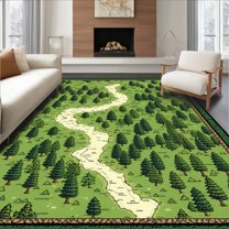 Flatwoven High Traffic Area Rug, Classic Nostalgic Vintage Style, Non Slip, Stain Resistant, Washable Area Rugs for Living Room, Bedroom(Green, 6X9)