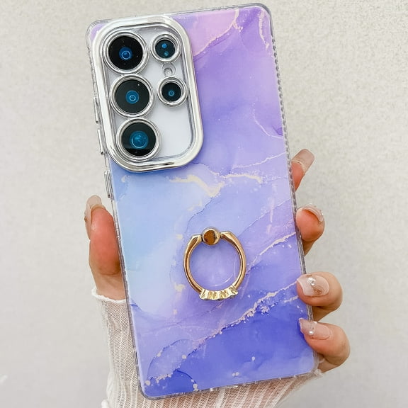 Marble Case for Samsung Galaxy A16 5G, Galaxy A16 5G Case for Girls Women, Slim Fit with Glitter Ring Holder Kickstand Bumper Soft TPU Shockproof Anti-Scratch Case Cover