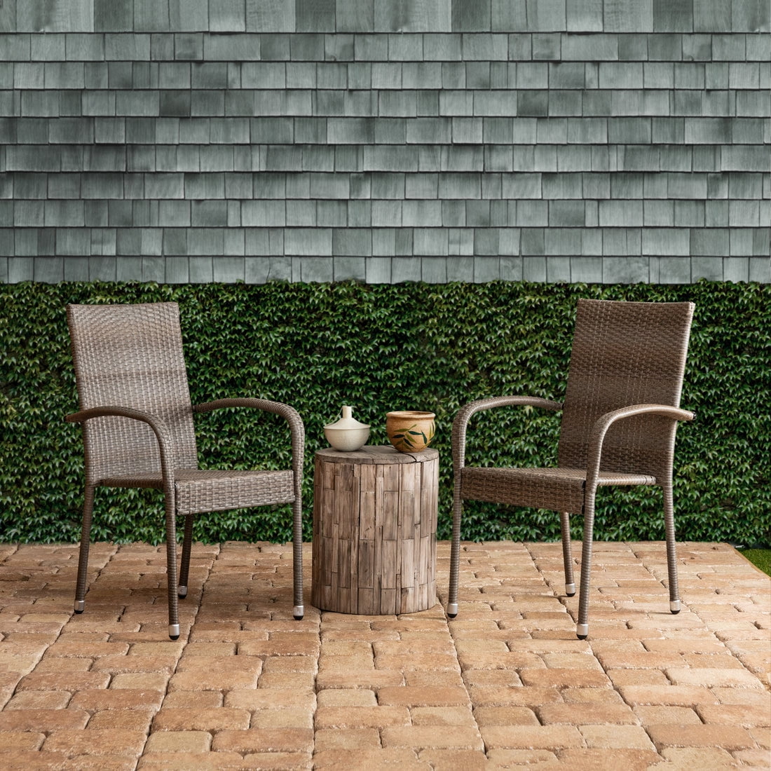 Morgan Outdoor Wicker Chairs Set of 2, All-Weather Resin Wicker, Weathered Gray Finish, Lightweight Outdoor Seating for Patio, Deck, Garden