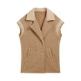 thumbnail image 2 of Suity Women’s Fleece Vest Sleeveless Notched Lapel Double Breasted Jacket Blazer Winter Warm Outwear, 2 of 4