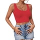 thumbnail image 1 of Top corto AURUZA sin mangas sin mangas con cuello en U rojo básico para mujer, 1 of 6