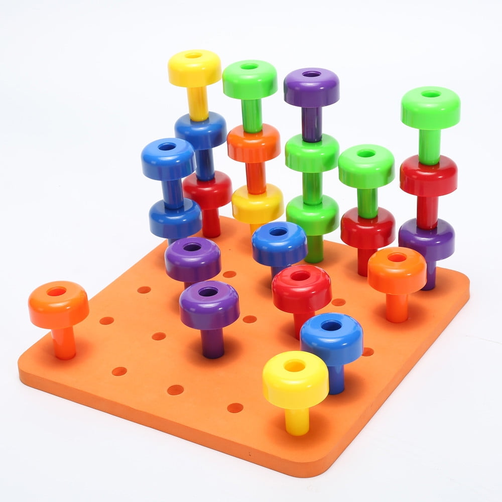 6pk Stack It Peg Game Foam Boards Therapy Occupational Boards Autism Toys 