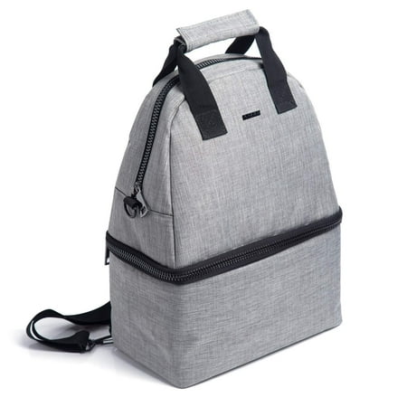 Backpack Insulated Bag - PuTwo Lunch Bag 14L Insulated Cooler Backpack Bag 2 Compartments Leakproof Lunch Tote with Adjustable Shoulder Strap Cooler Backpack Bag for Kid Adult Men Women Lunch Cooler Bag for Picnic Work - Gray