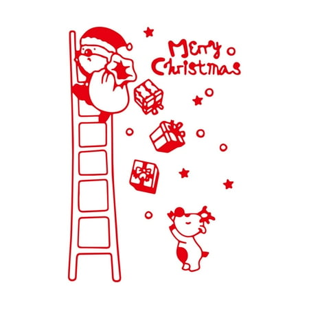 

Christmas Decorations Outdoor Merry Christmas Ladder Old Man Scene Removable Wall Sticker Home
