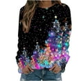 thumbnail image 3 of today's deals Women's Christmas Printed T Shirts Tops Trendy Cute Long Sleeve Round Neck Shirts Loose Fit Hoodless Pullover Lightweight Blouses, 3 of 6