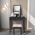 thumbnail image 1 of paproos Vintage Vanity Table with Rotating Rectangular Mirror, Vintage Makeup Dressing Table with Stool, Dresser Table for Women, 1 of 10