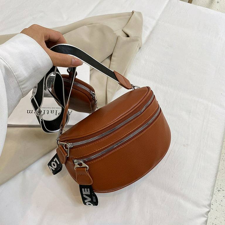 Women's Stylish Crossbody Bag Women's Wide Strap PU Leather Chest