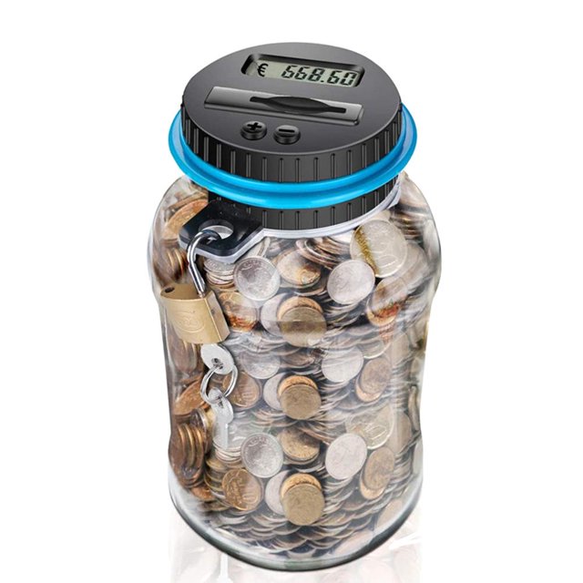 Sailing Hucha contadora de monedas digital con pantalla LCD y cerradura de llave