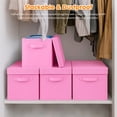 thumbnail image 3 of PinkSheep Collapsible Storage Bins with Lids, Stackable Fabric Cube Storage Organizer Basket Bin with Handles (10.5" x 10.5"), 2 Pack, Pink, 3 of 9