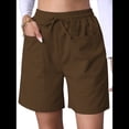 thumbnail image 2 of Pantalones Cortos Casuales Omen con Cordón Ajustable, Cintura Elástica, Cómodos Pantalones Cortos de Verano con Bolsillos, Color Café, XL, 2 of 7