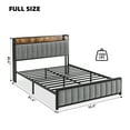 thumbnail image 2 of Senfot Full Size Bed Frame, Lattice Upholstered Headboard with Storage Shelf, Platform Bed with Charging Station and Outlets, Metal Slats, Noise-Free, Easy Assembly, No Box Spring Needed,Grey, 2 of 3