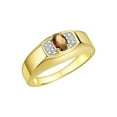 thumbnail image 4 of Rylos 14K Yellow Gold Classic 6X4MM Oval Smoky Quartz & Sparkling Diamond Ring - Birthstone Jewelry for Men -Size 8, 4 of 6