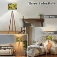thumbnail image 3 of Wood Tripod Floor Lamp, Mid Century Wood Standing Lamp with 3 Color Temperature Dimmable Standing for Living Room, Bedroom, Office Stained Flaxen Lamp Shade, 3 of 5