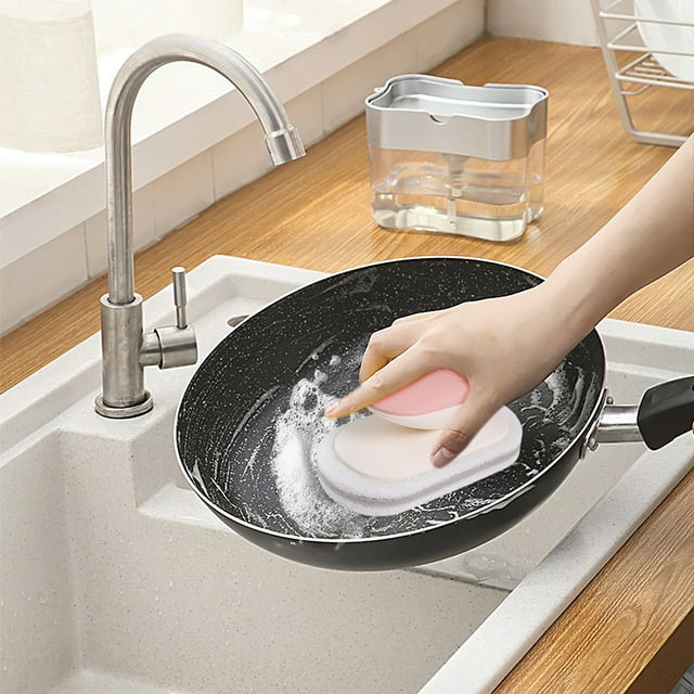 Cepillo de limpieza multifuncional para cocina y baño con mango | Esponja para encimeras, platos y electrodomésticos | Agarre firme | Materiales ecológicos | Paquete de 1