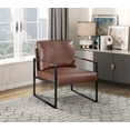 thumbnail image 4 of Xukmct Faux Leather Upholstery Accent Chair with Black Metal Frame, Modern Comfort Armchair for Living Room, Office, Bedrooom, Brown, 4 of 7
