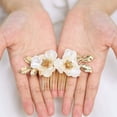 thumbnail image 4 of Peineta para el pelo de novia con flores, hoja dorada, accesorios para el cabello florales para mujeres y niñas (dorado), 4 of 5