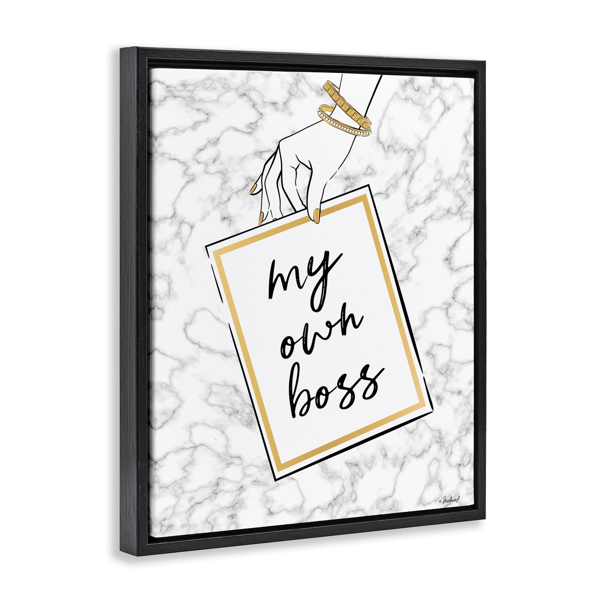Stupell Industries My Own Boss Phrase Typography Painting Black Floater Framed Art Print Wall Art, 25 x 31