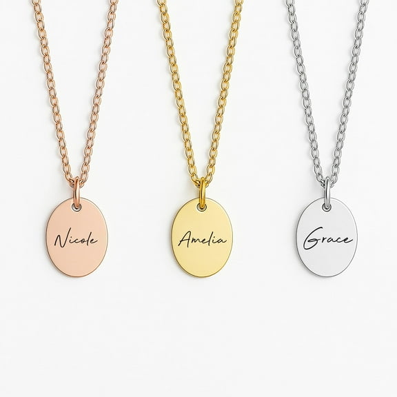 Custom Name Necklace Engraved on Heart Necklace – Personalized Heart Jewelry – Gifts for Mom, Grandma from Kids, Grandkids – Mother’s Day, Birthday, Christmas Gift – Gold, Silver, Rose Gold