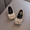thumbnail image 4 of Girls Rhinestone Bow Dress Shoes, Sparkly Sequins Ballet Flats for Wedding Party, Comfortable Princess Sandals with Elastic Strap, 4 of 6