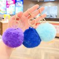 thumbnail image 5 of Queilt 1 Ball Key Chain Bag Plush Car Key Ring Automobile Metal Key Pendant（grey）, 5 of 5