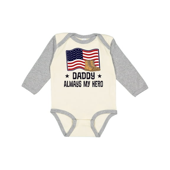 Inktastic Military Daddy Always My Hero Boys or Girls Long Sleeve Baby Bodysuit