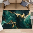View of Emerald Green Area Rug Luxury Marble Washable Rugs for Bedroom Abstract ...