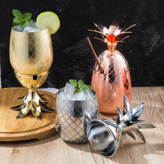Dengjunhu 550ml Pineapple Shape Moscow Mule Copper Mug Cocktail Coffee Milk Cup Drinkware