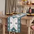 thumbnail image 2 of Green Beige Boho 108 Inch Table Runner, Vintage Ethnic Tribal Southwestern Farmhouse Dresser Scarf Cotton & Linen Tablerunner for Dining/Kitchen Island/Holiday Party Décor 13" x 108", 2 of 9
