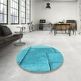 thumbnail image 4 of Ahgly Company Machine Washable Indoor Round Transitional Dark Turquoise Green Area Rugs, 6' Round, 4 of 7