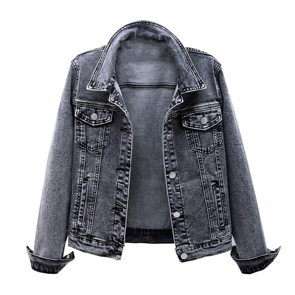 Inkach Fashion Women Plus Velvet Long-Sleeve Slim-Fit Jacket Denim Blouse Coat