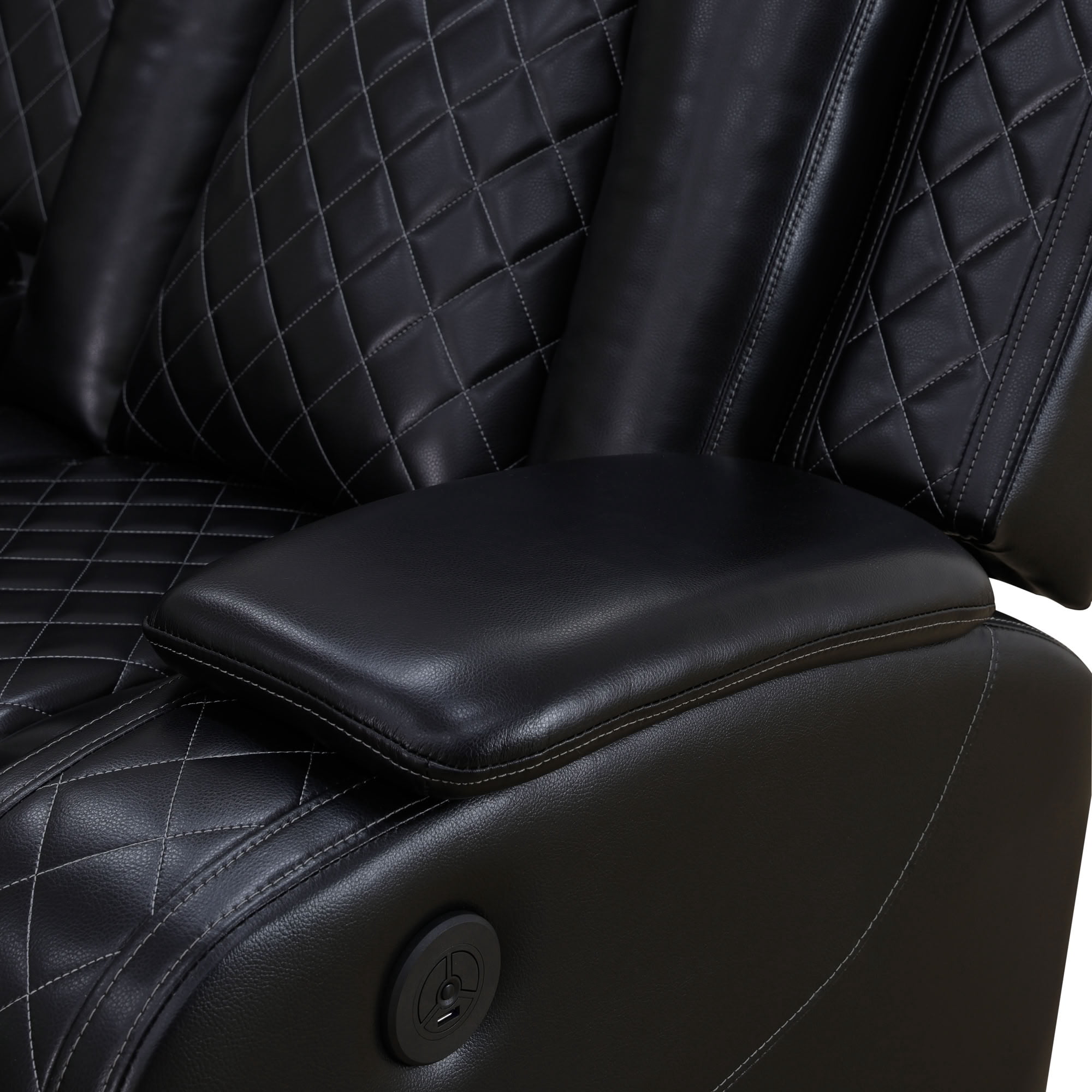 MAYEERTY Power Reclining Sectional Sofa, L-Shape Recliner with Wireless Charging and LED Lights, for Living Room, Home Theater