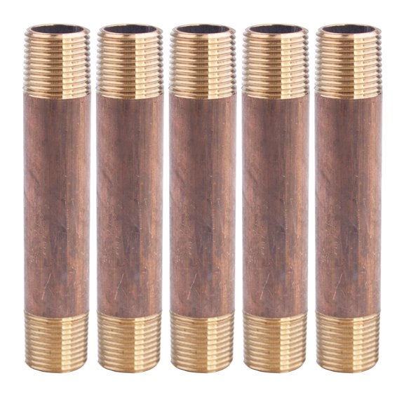 LTWFITTING Brass Pipe 3-1/2" Long Nipple Fitting 3/8 Male NPT Air Water(Pack of 5)
