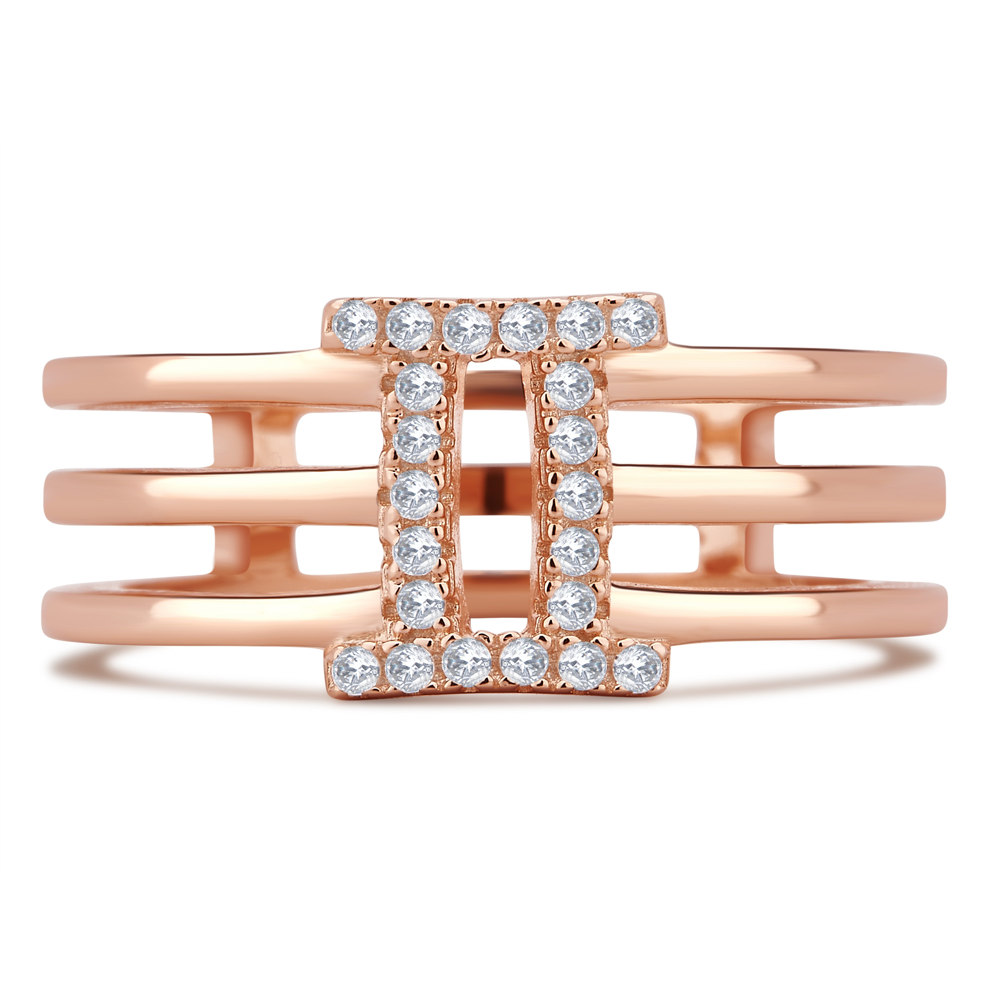 1/5 Carat T.W Roman Digit "II" Cubic Zirconia Fashion Ring, Rose Tone Sterling Silver