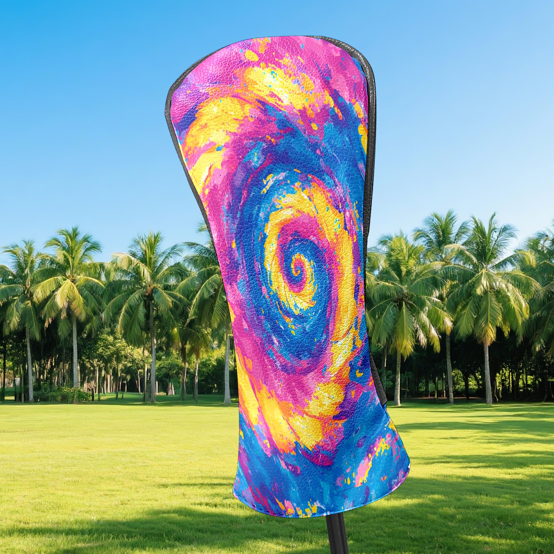 Golf Club Covers, Purple Swirl Premium PU Leather Driver Hybrid Putter Head Covers with Velvet Lining, Waterproof Golf Gifts for Men Women