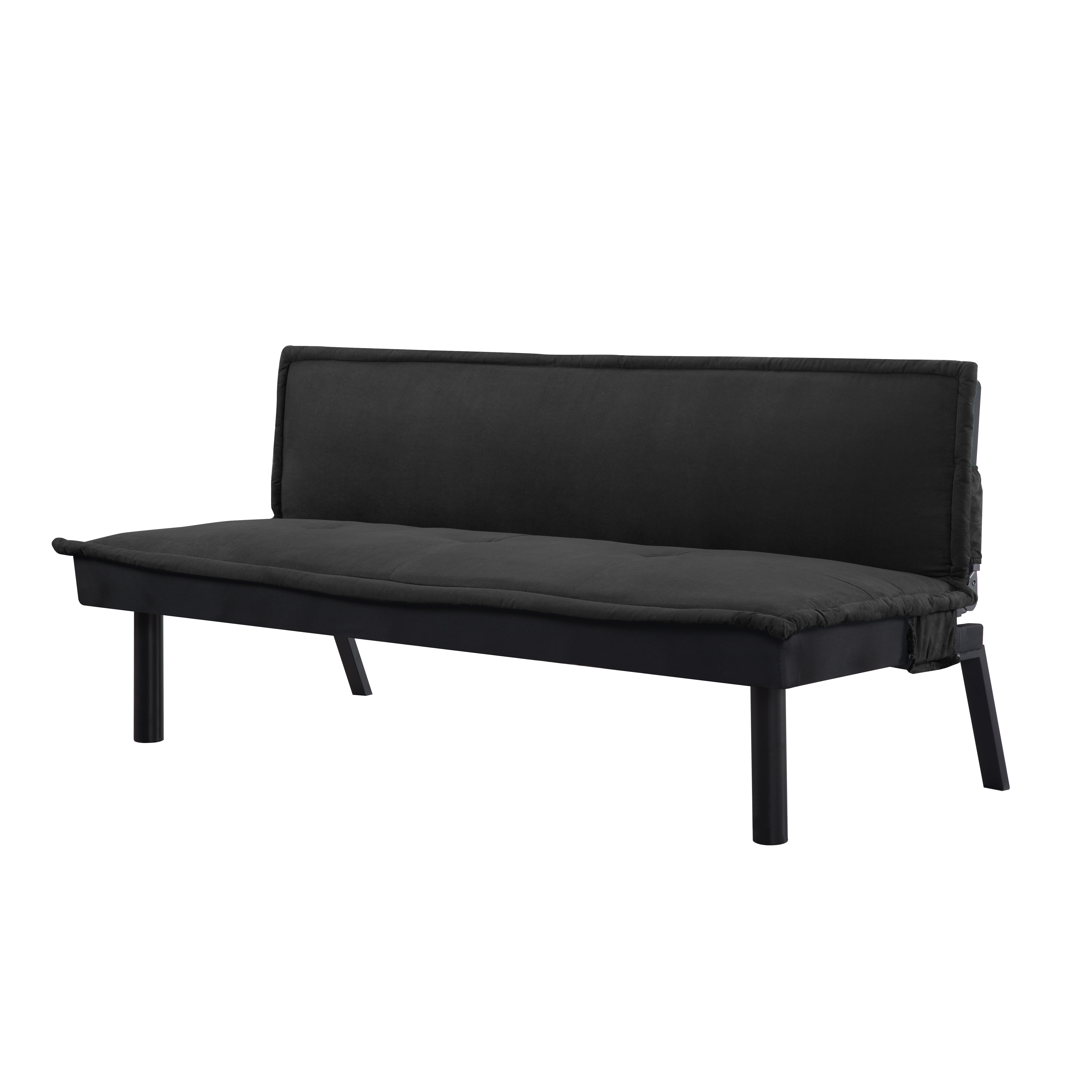 Gewnee Futon Sofa Bed,Modern Velvet Convertible Sofa Bed with 3 Adjustable Backrest Angles,Loveseat Sleeper Couch for Living Room Apartment Furniture.Black