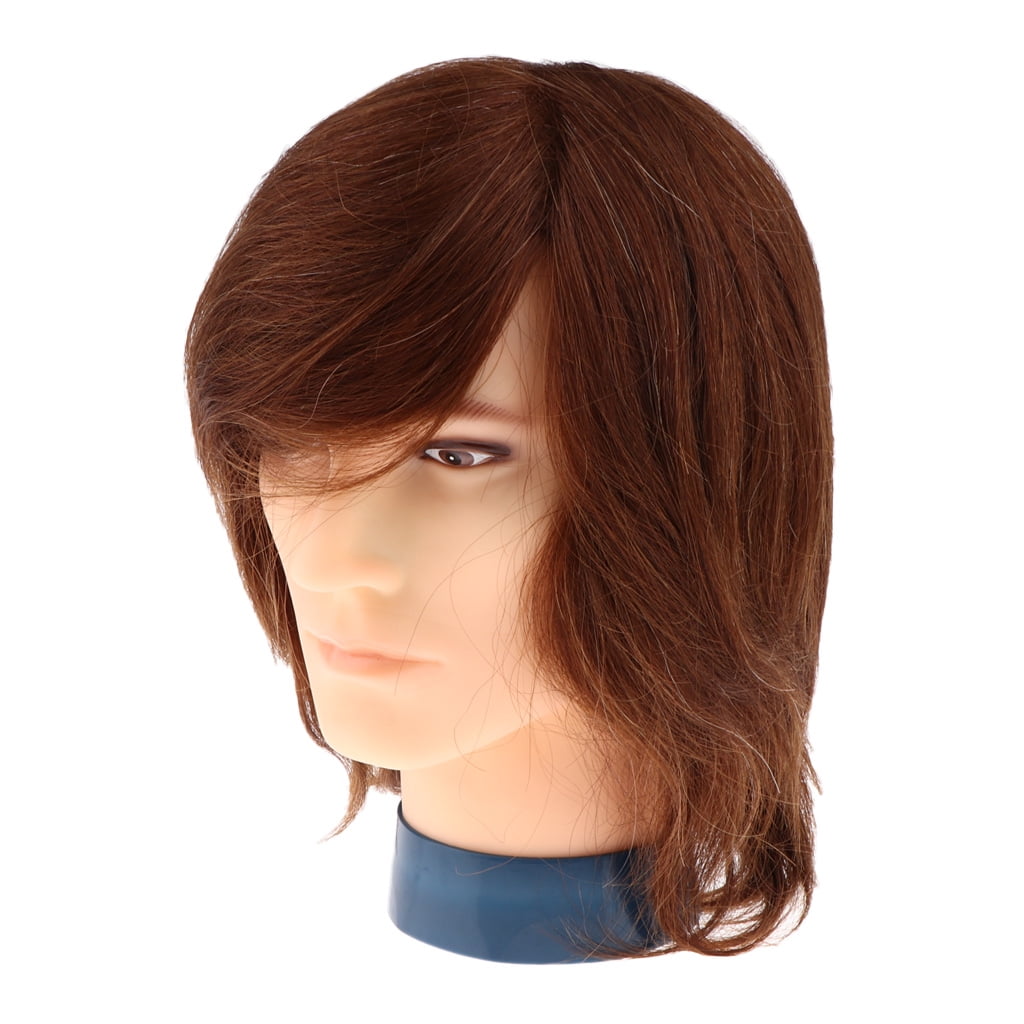10'' Brown Male Head Hair Hairdressing Styling Mannikin