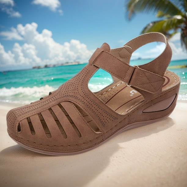 Sandalias Punta Cerrada Sandalias Piel Cerradas Mujer Cuero
