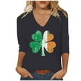 thumbnail image 2 of Meichang St Patricks Day Shirts for Women V Neck 3/4 Length Sleeve Women Tops Shamrock Graphic Tees Crew Neck Casual Irish Tops, 2 of 5