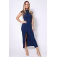 thumbnail image 3 of High Neck Cap Sleeve Slitted Basic Midi Dress, 3 of 13