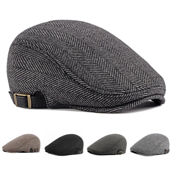 Pink Season Beret Cap British Style Retro Striped Flat Top Short Brim Decorate Breathable Men Plaid Flat Newsboy Hat for Reunion